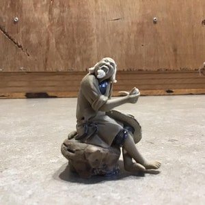 Vintage Chinese Mudman Figurine Small ,Asian Decor, Asian Art, Collectibles, Country Home