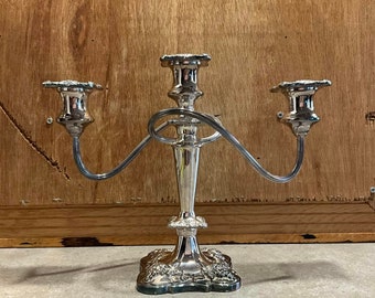 Vintage Silver Plated Candelabra twisted 3 branch Floral Accent, Candle Stick Holder, Home Decor