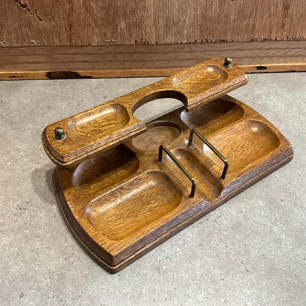 Vintage Tiered Wooden MCM Dresser Valet mid century desk tray organizer 60s Royal London