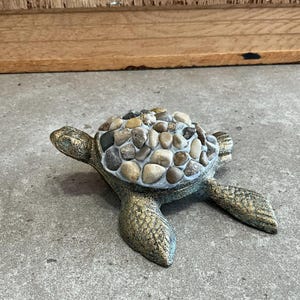 Vintage Turtle Trinket Box with Lid: Tortoise Figurine