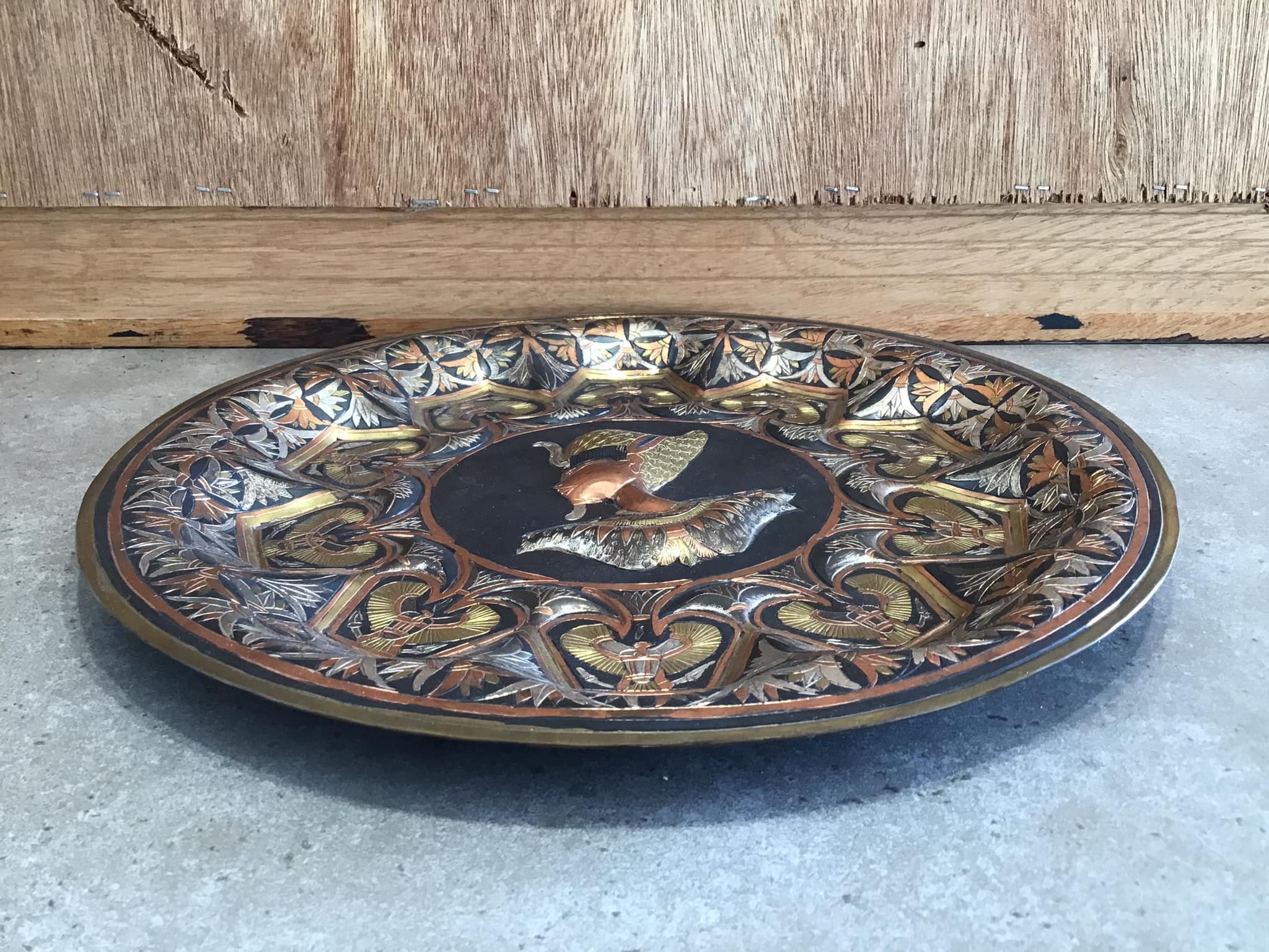Vintage Etched Copper Egyptian Wall Plate - 11.9