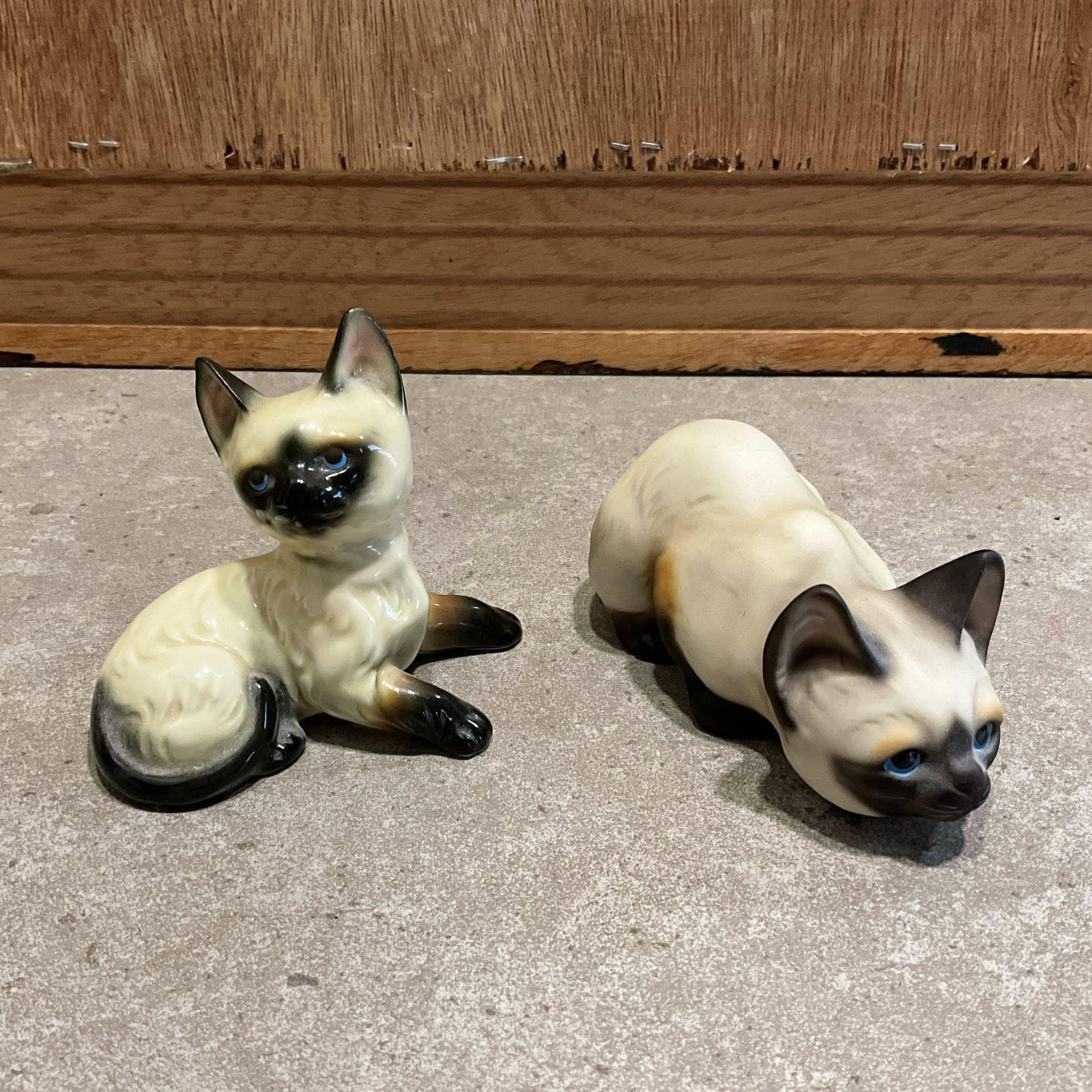 1960年代の日本・台湾製、ヴィンテージ陶器製シャム猫の置物2点 - Etsy