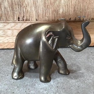 Brass Elephant Figurine Solid Brass Wealth Luck Trunk Up Accent Decor