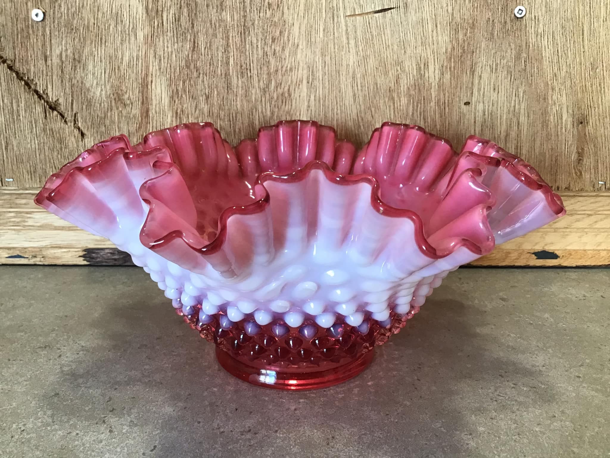 フェントン　Fenton クランベリー　オパールセント　ホブネイル　ラージボウル フェントン クランベリー オパールセント ホブネイル ボウル