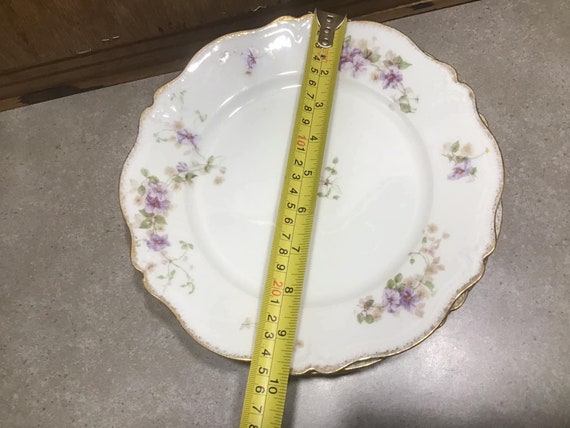 リモージュ磁器ディナープレート：紫の花、GDAフランス、CHフィールド