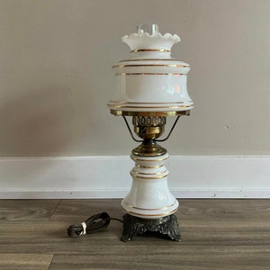 Glass Lamp Gone With The Wind GWTW Accent Light Hurricane Lamp Mid Century Victorian Revival Country Chic Decor