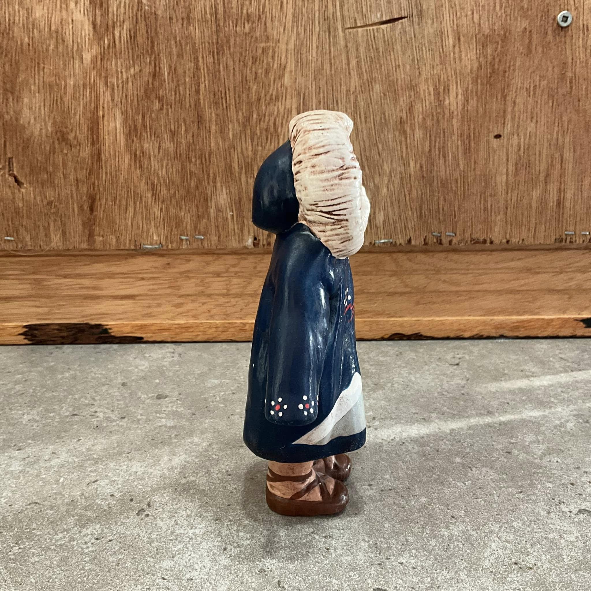 Vintage Juneau Alaska Inuit Eskimo Figurine Hand Painted Ceramic 