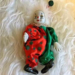 Vintage Porcelain Face Clown Doll 8 inch Collectible Hand Painted