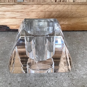 Oleg Cassini Faceted Cut Clear Lead Crystal Votive Candle Holder Signed