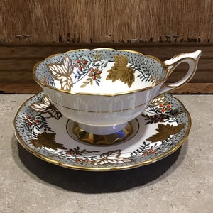 Royal Stafford Leaf Berry Teacup: Hand-Painted Vintage Bone China