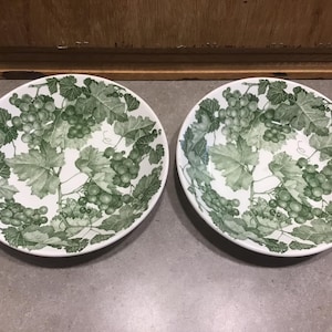 2 ciotole per zuppa Quadrifoglio Ceramica Italy da 8,2 pollici con foglie di uva verde