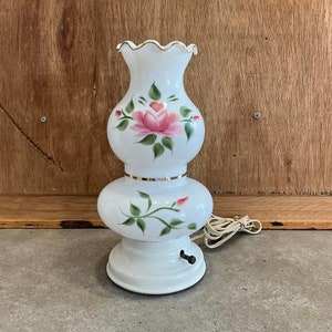 Vintage Hurricane Lamp, Electric Bedside Hurricane Lamp, One Piece Glass, Parlor Lamp