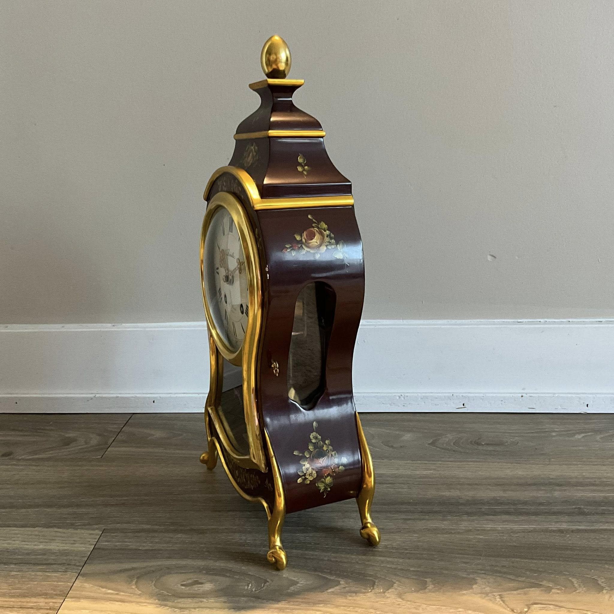haid　アンティーク時計　置時計　枠日本製　機械西ドイツ製 Vintage Swiss Zenith W. Rosch Bern Mantel Clock, Floral Shelf