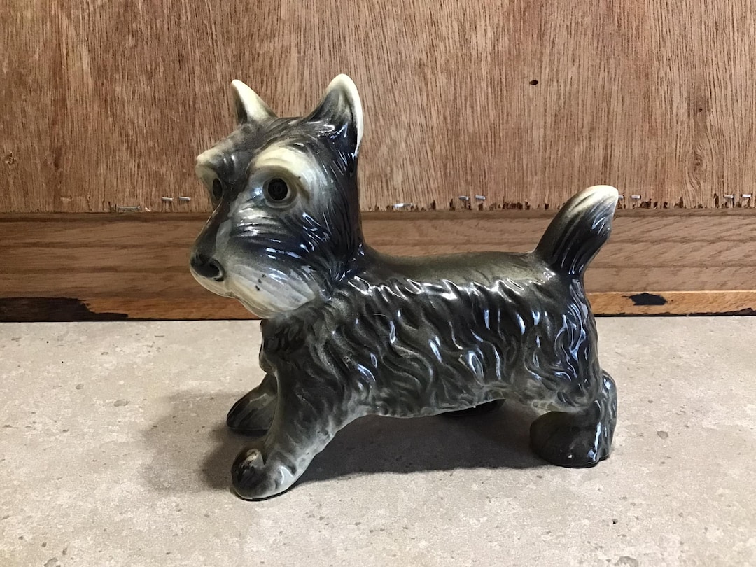 犬　スコティッシュテリア　陶器　置物　インテリア　工芸品　美術品　A3118 犬スコティッシュテリア陶器置物インテリア工芸品美術品A3118