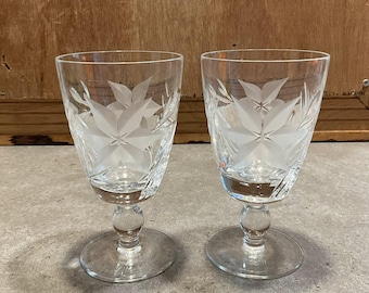 Vintage Bavaria West Germany Hand Cut 'Astra Trillium' Crystal Glasses - Set of 2