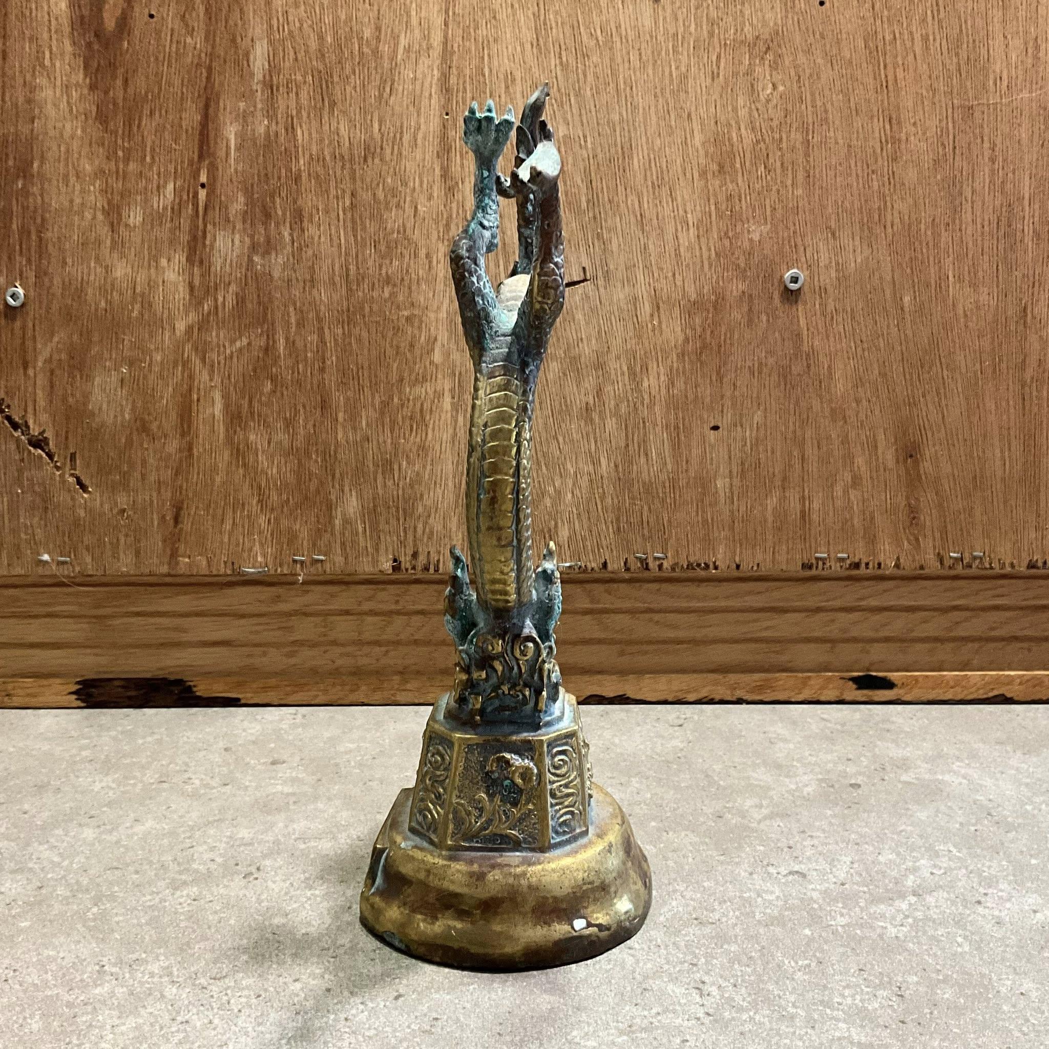 Dragon Bell Campana Drago Vintage In Bronzo Intagliato – Arredo Feng Shui, Regalo Idea, Decorazione Da Scrivania