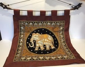 Wall Hanging Elephant, Bead Embroidered Handmade Vintage Kalaga Thailand, Thai burmese art Decor sofa picture Home decoration Living room