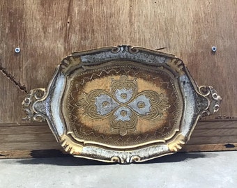 Vintage Florence Tray Made in Italy, Vero Legno, Florentine Tray Italian