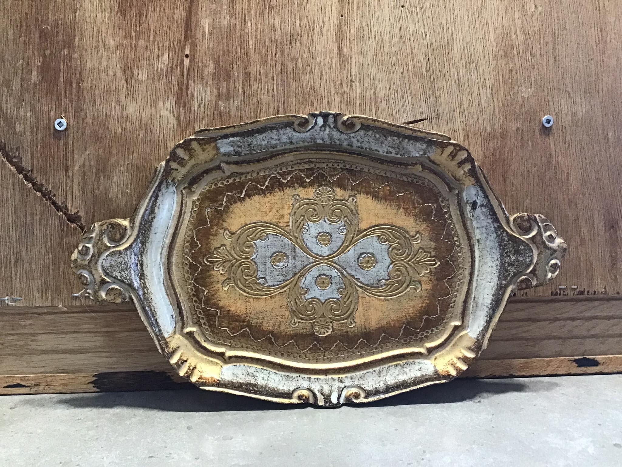 Vintage Florence Tray Made in Italy, Vero Legno, Florentine Tray