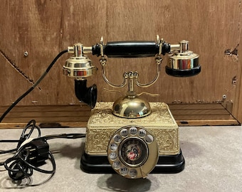 Antique French Baroque Rotary Dial Phone, Romantic Couple Image