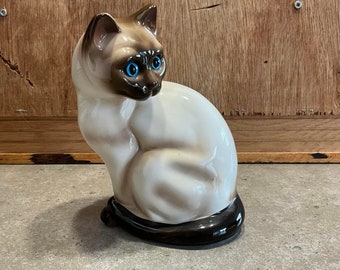 ヴィンテージ猫の置物 カントリーアーティスト シャム猫 7インチ 樹脂