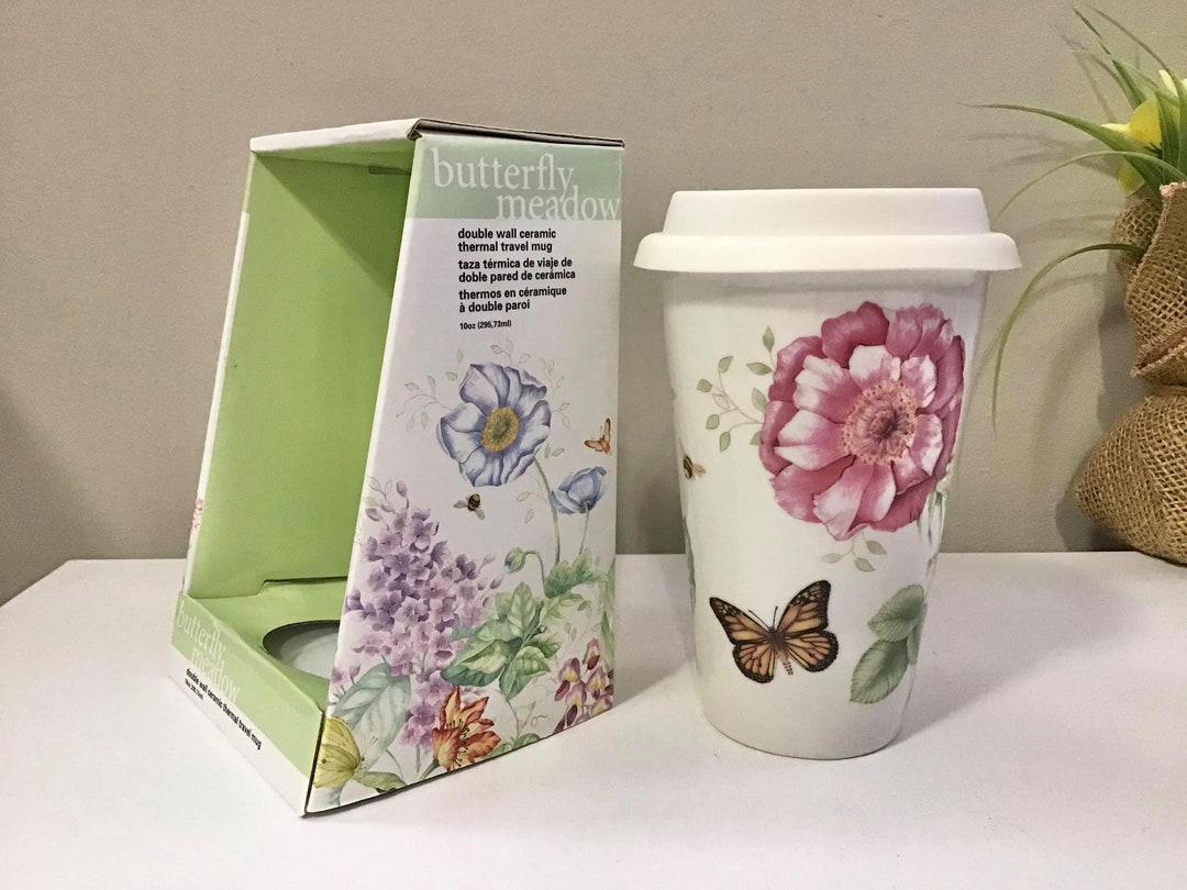 Tazza Ambiente Collezione Farfalle – 0.4 L – Bianco – Porcellana Fine Lavabile In Microonde E Lavastoviglie