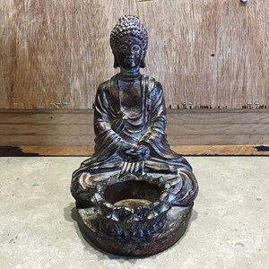 Buddha Tealight Candle Holder Statue - Meditation Altar Decor (6.2&quot;)
