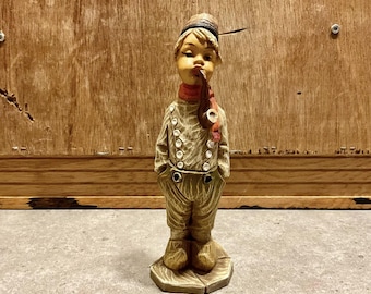 Vintage Hand-Painted Dutch Boy Figurine, Resin Collectible, Netherlands Decor