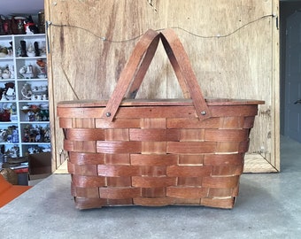 Vintage Woven Picnic Basket