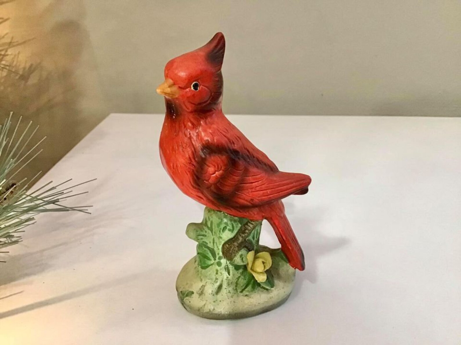 Vintage Ceramic Red Cardinal Figurine Bird Statue Nature Etsy