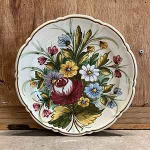 Floral Bouquet Decorative Plate, Floral, 10&quot; Made in Italy, Pottery SCC Castelli