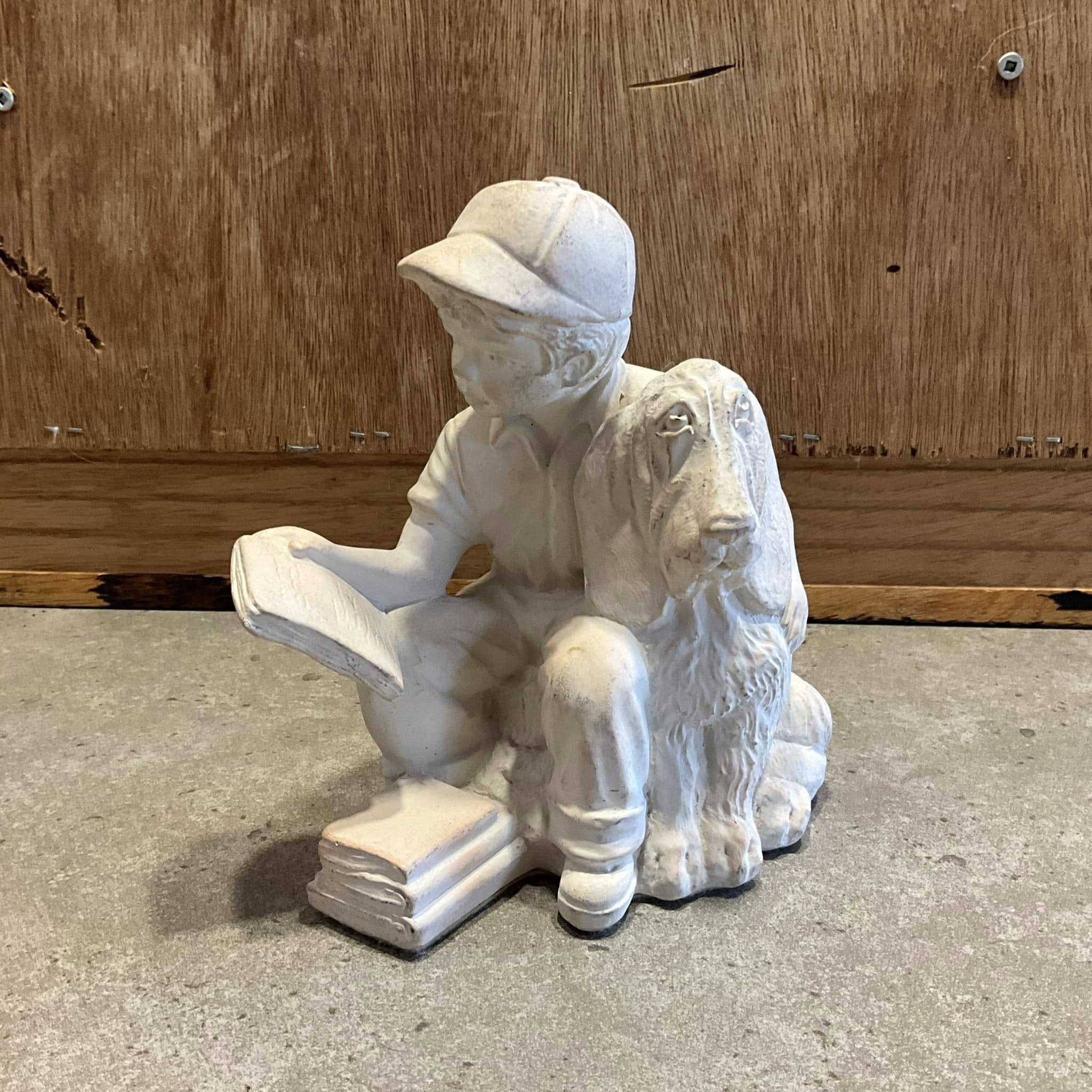 Austin Sculpture: Boy Reading With Basset Hound Dog - 1992 First