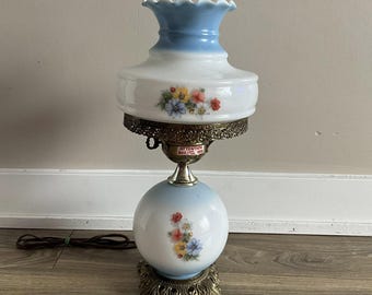 ヴィンテージミルクガラスランプシェードホワイトフローラル - Etsy 日本