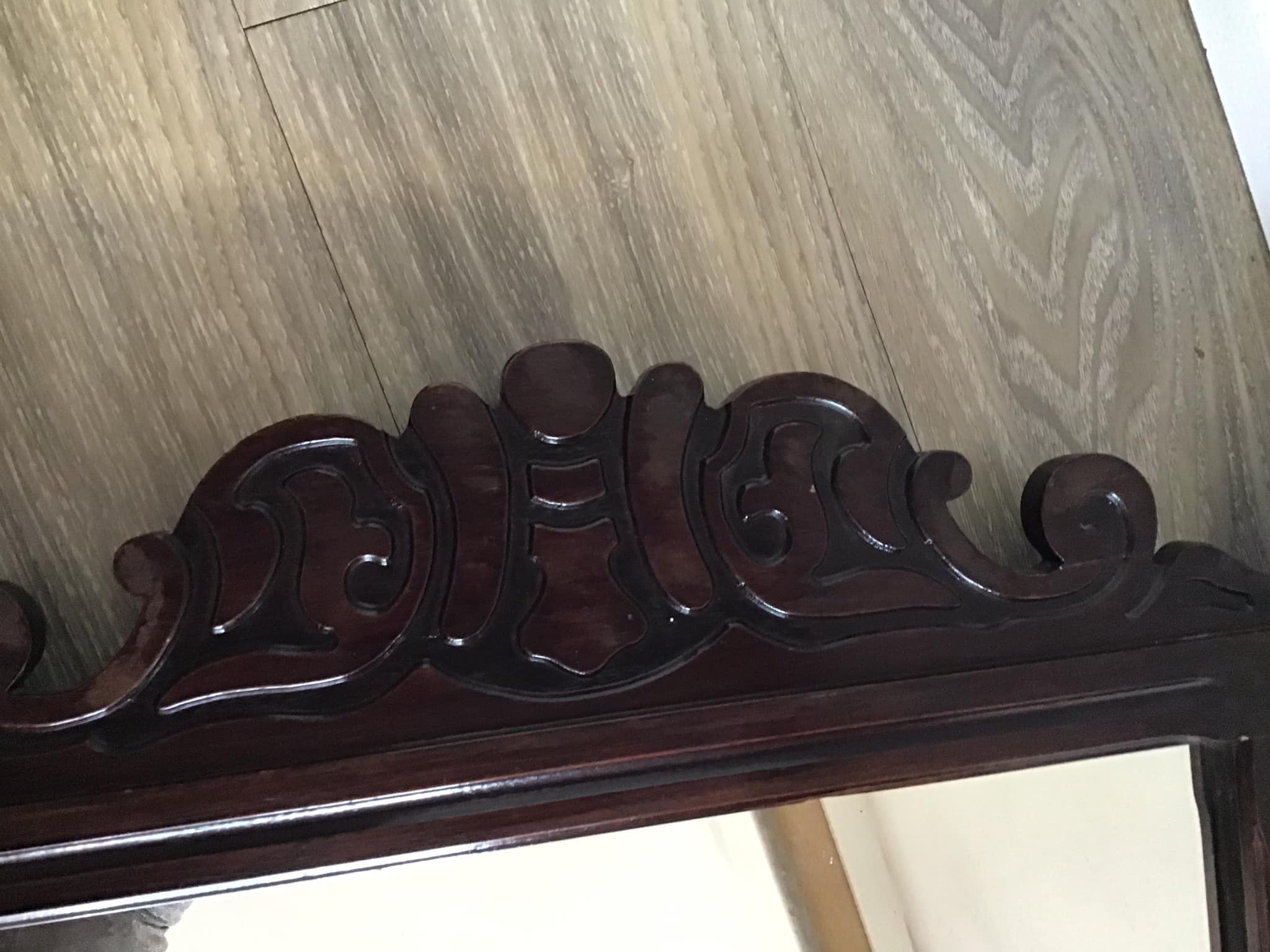 h 壁掛けミラー　壁掛けインテリア　木製　アンティーク調　ヴィンテージ　木彫り アンティーク木彫り壁掛けミラー - Etsy 日本