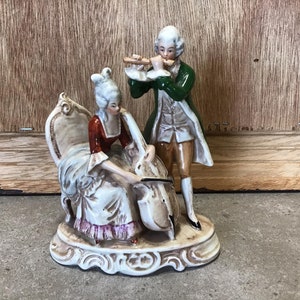 Figurina di porcellana vintage tedesca in stile XVIII secolo, arredamento per la casa vittoriana