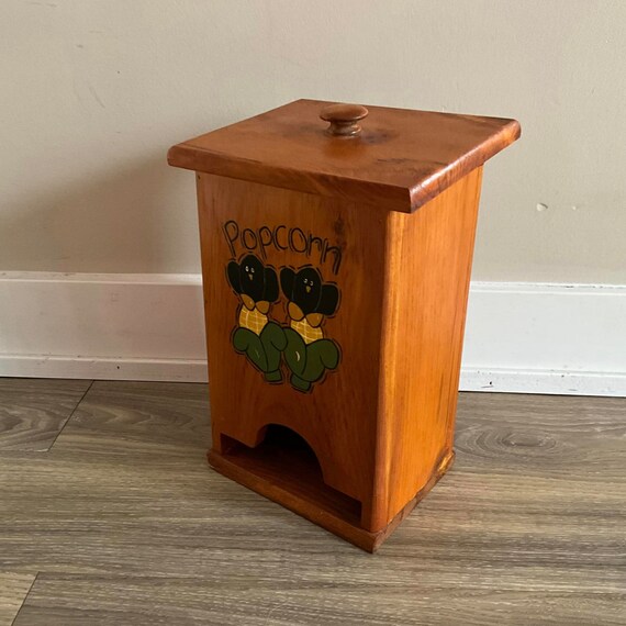 Vintage Handmade Microwave Popcorn Bag Dispenser Holder Storage