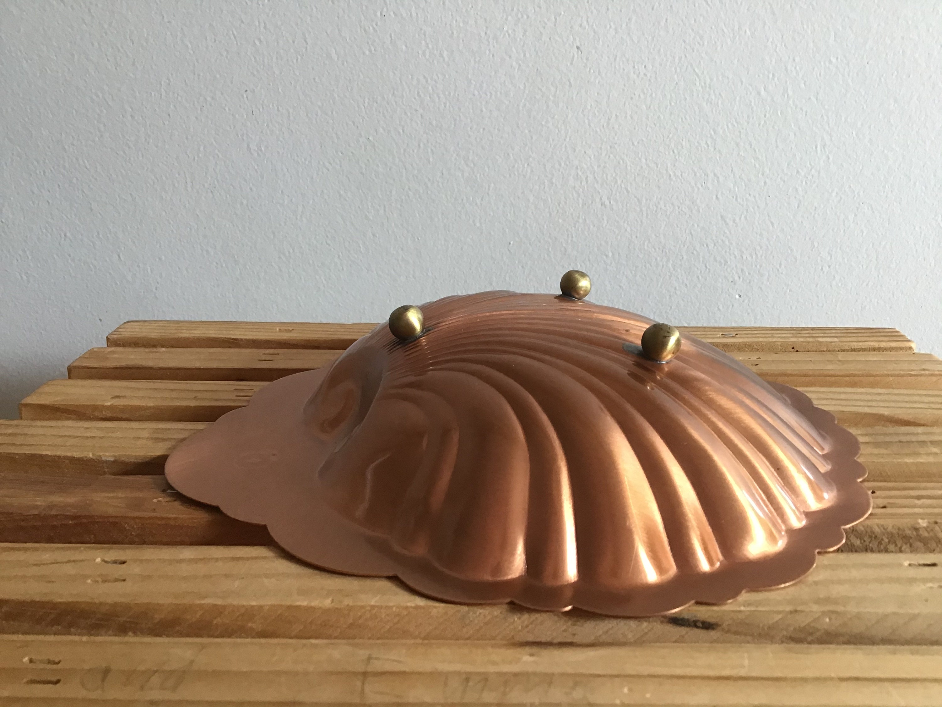 Vintage Copper Shell Trinket Dish or Key Holder Metal Home 