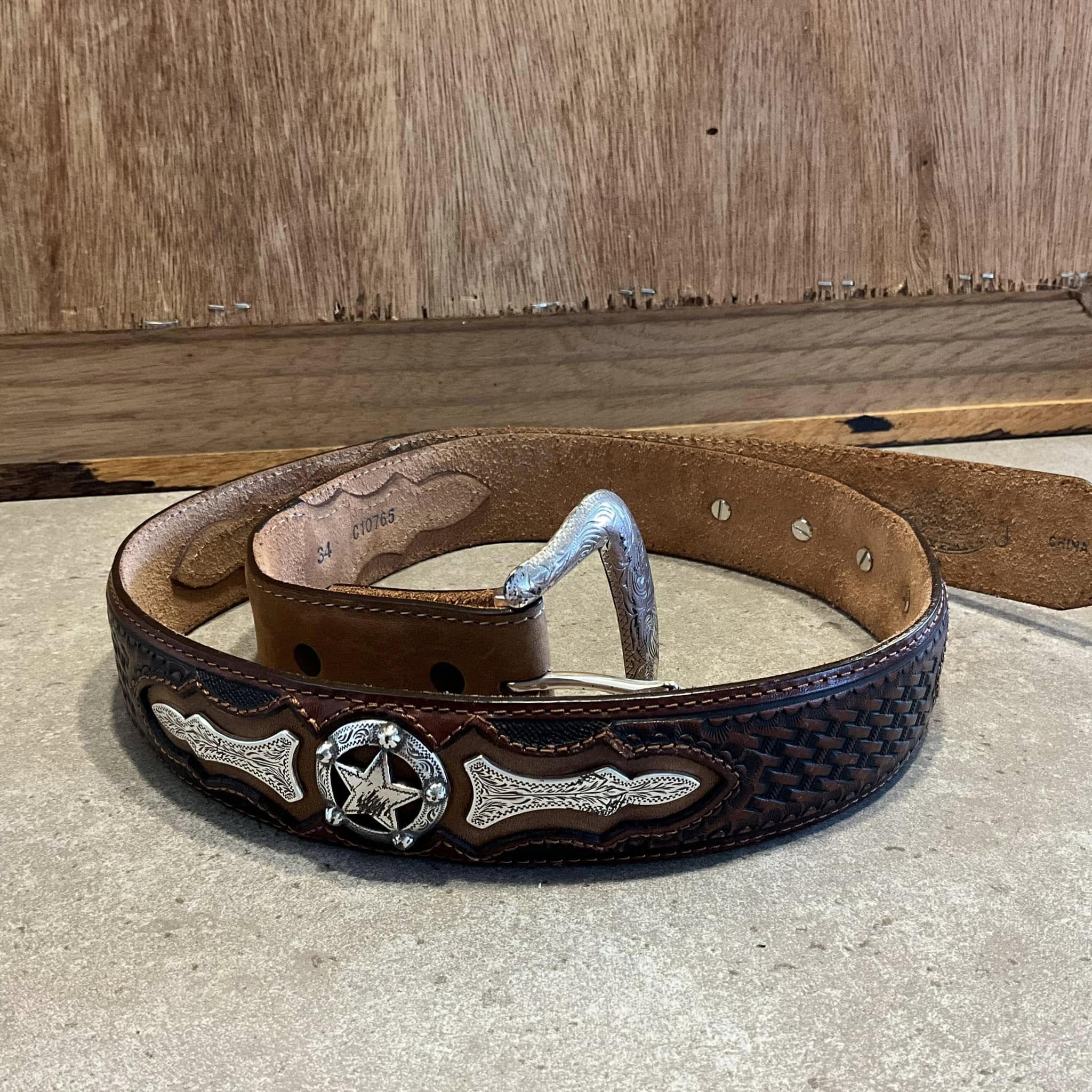 Leather Cowboy/cowgirl Belt Western Style Belt 34 - Etsy display picture 2