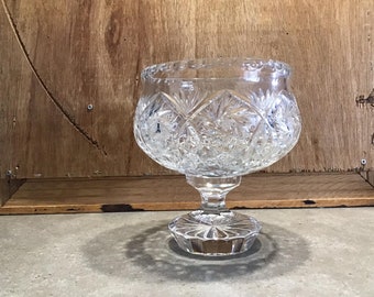 Vintage Pinwheel Crystal Pedestal Bowl: Cut Glass Centerpiece
