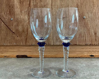 ヴィンテージ コバルトブルー ツイストステムグラス 4個セット - Etsy 日本