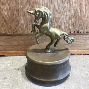 Vintage Brass Unicorn Music Box, Musical Unicorn Figurine