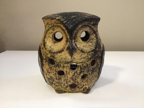 Vintage Ceramic OWL TEALIGHT CANDLE Holder Ornament 1960 Etsy
