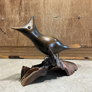 Vintage Carved Wood Bird Sculpture, Driftwood