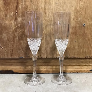 2 Cristal D&#39;Arques &quot;Constance&quot; Fluted Crystal Champagne Glasses Made in France