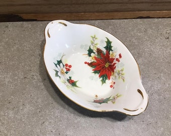 Vintage Royal Albert Poinsettia Bone China Servierplatte, 1970er Jahre Weihnachtsdekoration