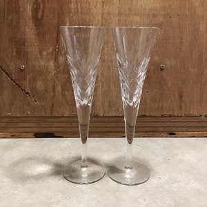2 Bohemia Crystal Champagne Flutes Czech Republic