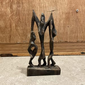 Vintage sculpture African, abstract figure, Tabletop sculpture, Wood Art, Wooden statue, Accent Artwork