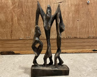 Vintage sculpture African, abstract figure, Tabletop sculpture, Wood Art, Wooden statue, Accent Artwork