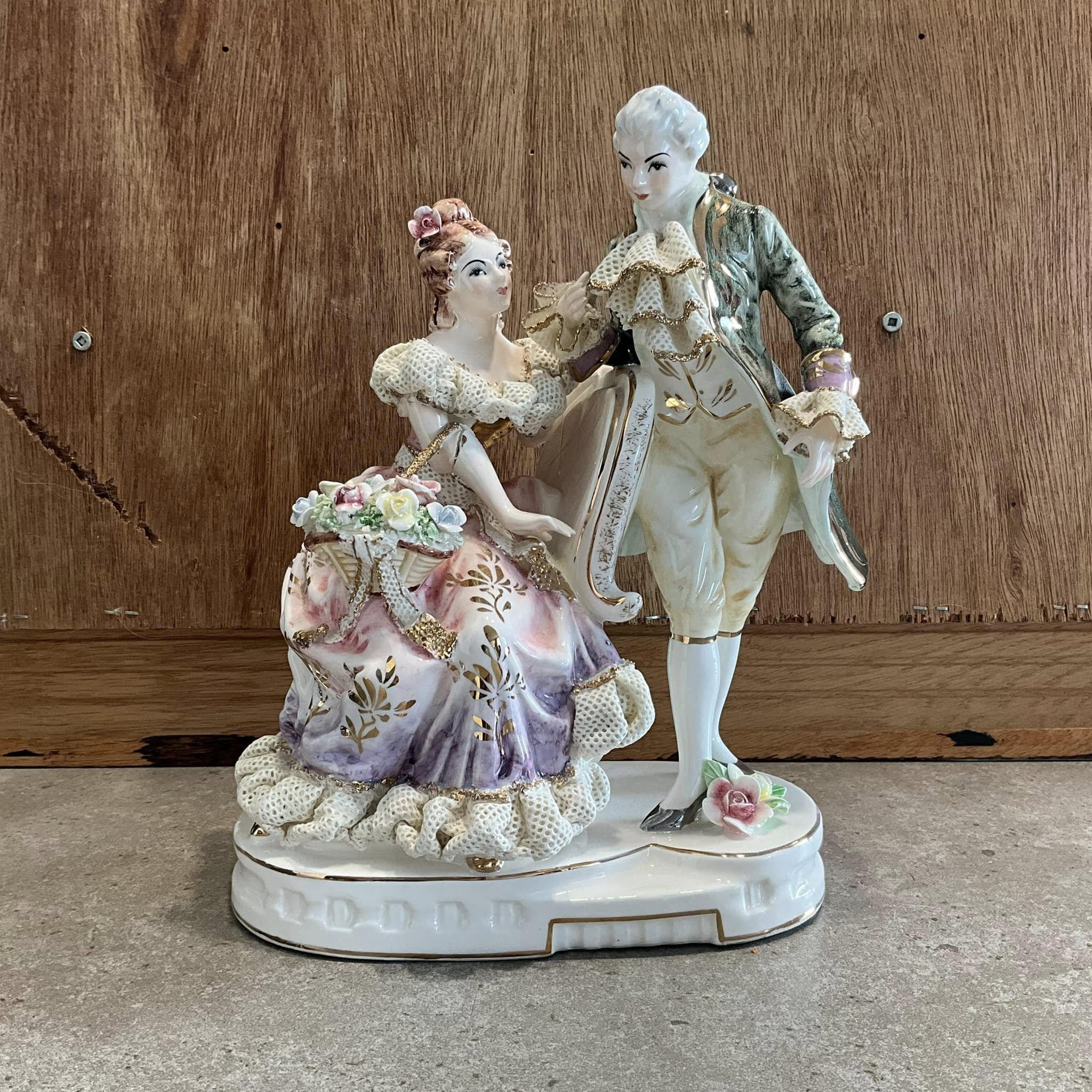 Vintage Porcelain Sculpture - Victorian Couple Statue/figurine