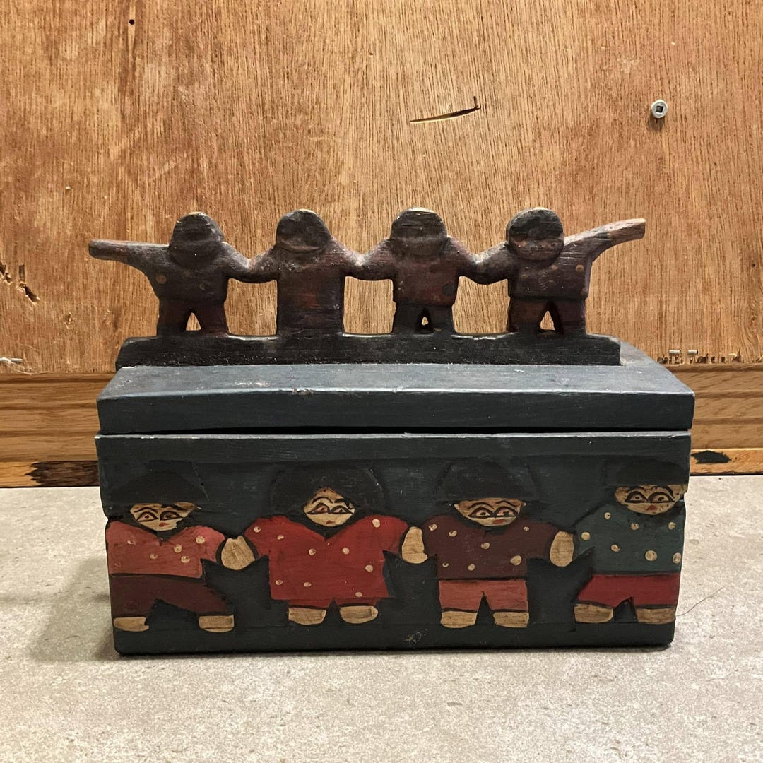 Vintage Carved Wood Trinket Box: Mexican Folk Art Storage - Etsy